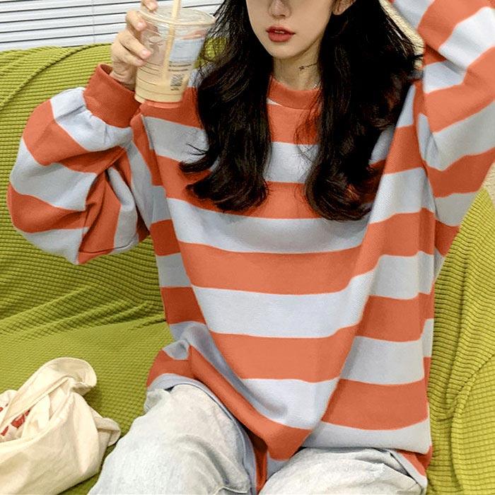 カットソー Tシャツ ロンT ボーダー レディース ゆったり カジュアル ぽわん袖 大きめ 秋冬[郵3]^t1023^ | uricca | 06