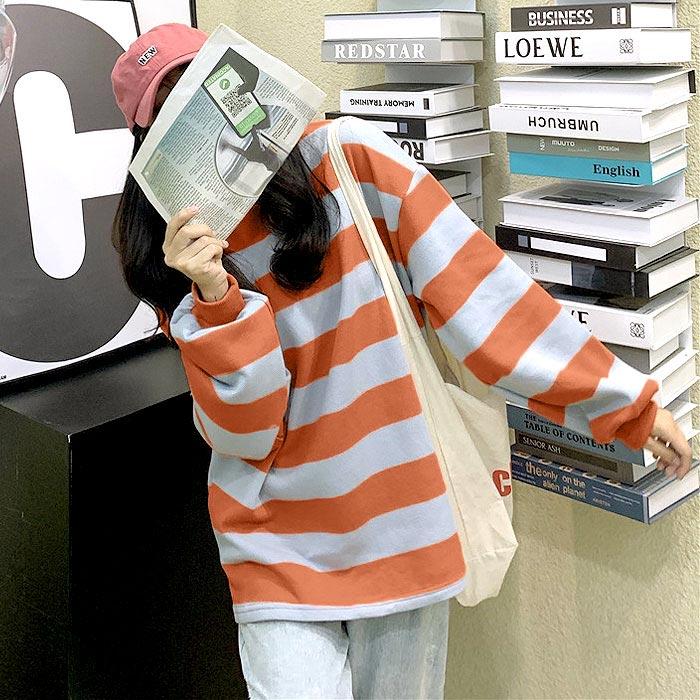 カットソー Tシャツ ロンT ボーダー レディース ゆったり カジュアル ぽわん袖 大きめ 秋冬[郵3]^t1023^ | uricca | 07