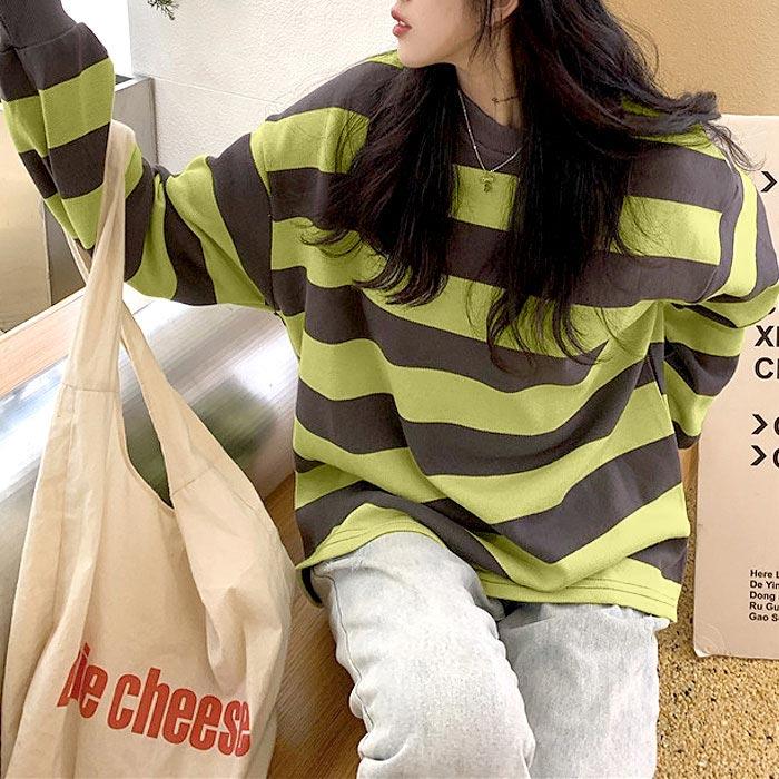 カットソー Tシャツ ロンT ボーダー レディース ゆったり カジュアル ぽわん袖 大きめ 秋冬[郵3]^t1023^ | uricca | 08