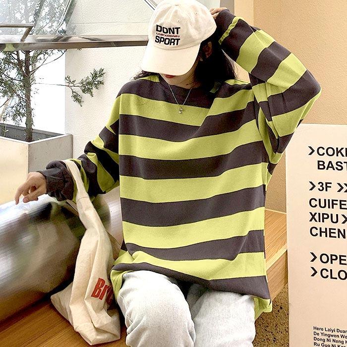 カットソー Tシャツ ロンT ボーダー レディース ゆったり カジュアル ぽわん袖 大きめ 秋冬[郵3]^t1023^ | uricca | 09