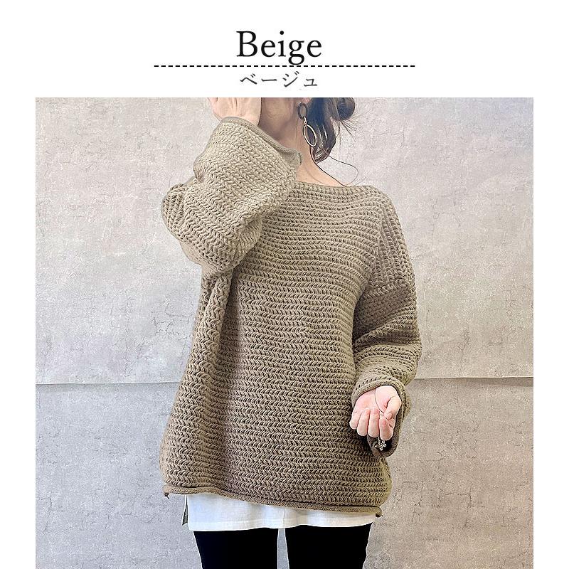 ニット セーター レディース トップス ざっくり ローゲージ ボートネック オーバーサイズ ざっくり編み 秋冬[郵3]^t1026^ | uricca | 11