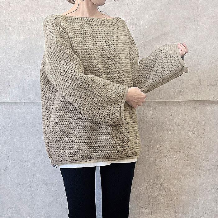 ニット セーター レディース トップス ざっくり ローゲージ ボートネック オーバーサイズ ざっくり編み 秋冬[郵3]^t1026^ | uricca | 13