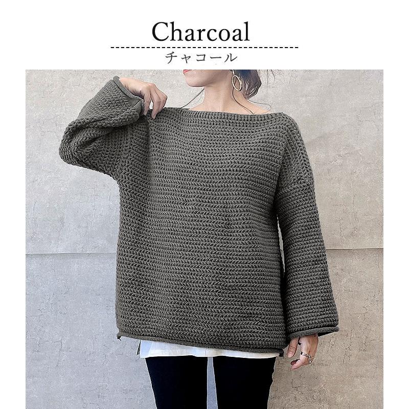 ニット セーター レディース トップス ざっくり ローゲージ ボートネック オーバーサイズ ざっくり編み 秋冬[郵3]^t1026^ | uricca | 14
