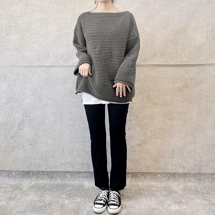ニット セーター レディース トップス ざっくり ローゲージ ボートネック オーバーサイズ ざっくり編み 秋冬[郵3]^t1026^ | uricca | 15