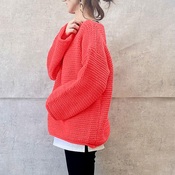 ニット セーター レディース トップス ざっくり ローゲージ ボートネック オーバーサイズ ざっくり編み 秋冬[郵3]^t1026^ | uricca | 07
