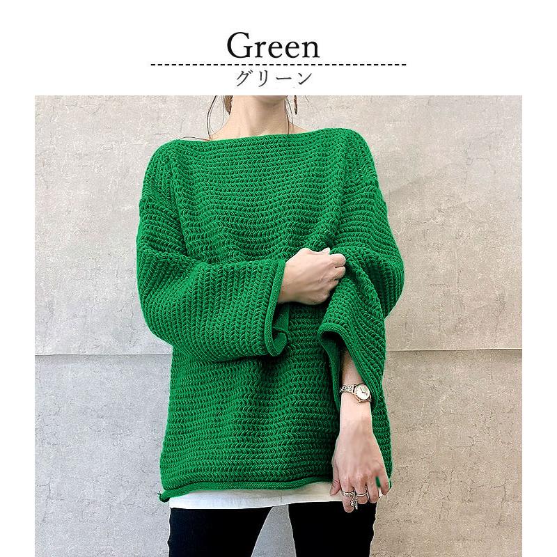 ニット セーター レディース トップス ざっくり ローゲージ ボートネック オーバーサイズ ざっくり編み 秋冬[郵3]^t1026^ | uricca | 08