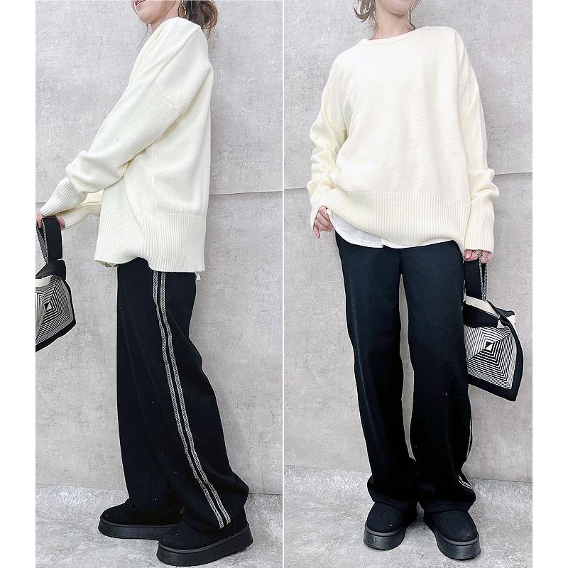 ニット レディース セーター Uネック トップス プルオーバー ドロップショルダー 長袖 秋冬 極暖 [郵3]^t1029^ | uricca | 12