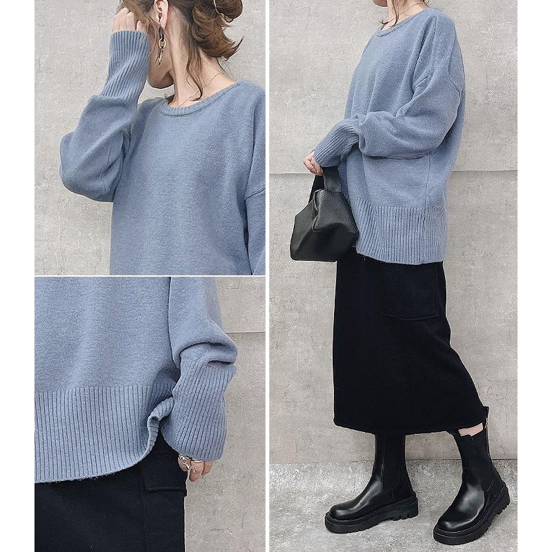 ニット レディース セーター Uネック トップス プルオーバー ドロップショルダー 長袖 秋冬 極暖 [郵3]^t1029^ | uricca | 16