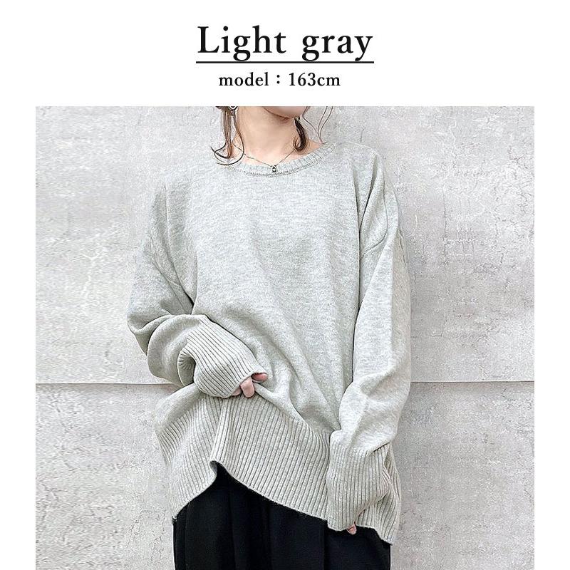 ニット レディース セーター Uネック トップス プルオーバー ドロップショルダー 長袖 秋冬 極暖 [郵3]^t1029^ | uricca | 07