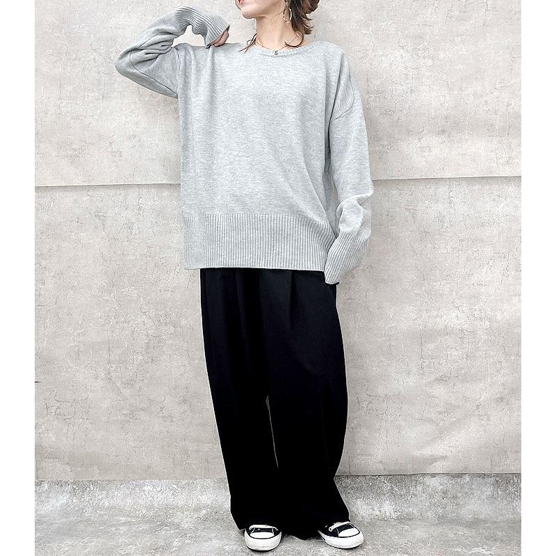 ニット レディース セーター Uネック トップス プルオーバー ドロップショルダー 長袖 秋冬 極暖 [郵3]^t1029^ | uricca | 08