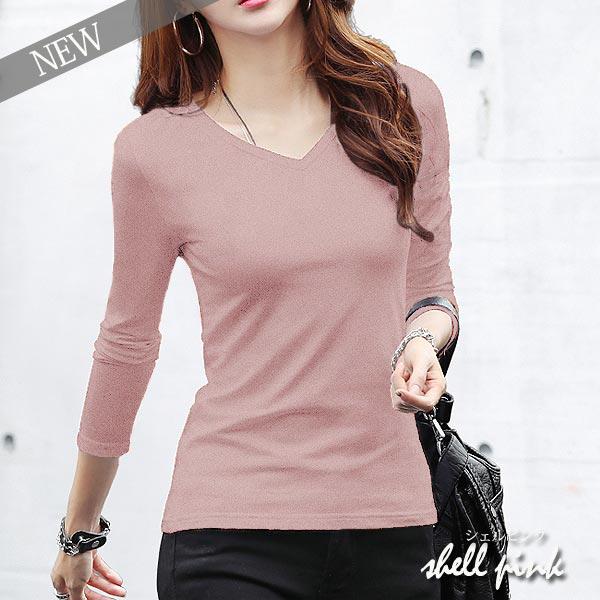 トップス カットソー ロンt レディース 春 Vネック Tシャツ 長袖 無地 重ね着 レイヤード 送料無料 郵2 T291 T291 Uricca ウリッカ By Raspberry 通販 Yahoo ショッピング