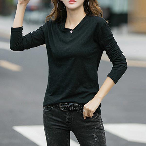 カットソー レディース スキッパー トップス ボタン かわいい 長袖 Tシャツ ゆうパケット送料無料 郵2 T596 T596 Raspberry 通販 Yahoo ショッピング