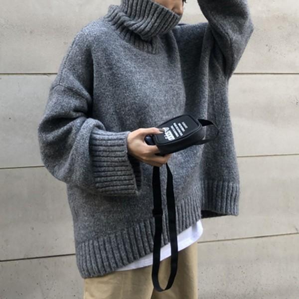 ざっくりニット タートルネック レディース 韓国 厚手 オーバーサイズ ゆったり セーター T630 T630 Uricca ウリッカ By Raspberry 通販 Yahoo ショッピング