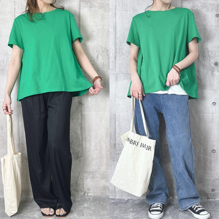 【20％OFFで！1592円！】 tシャツ カットソー レディース コットン バックフリル ギャザー 半袖 夏 無地 トップス [郵1.5]^t730^｜raspberryy｜18