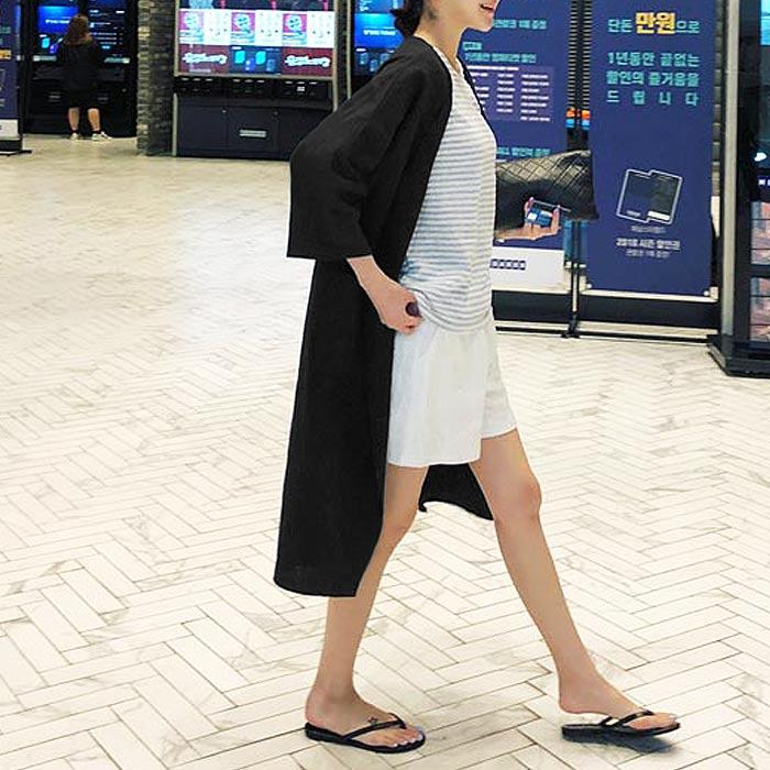 カーディガン 麻混 羽織り ノーカラージャケット アウター ロング丈 レディース [郵2]^v155^ | uricca | 11