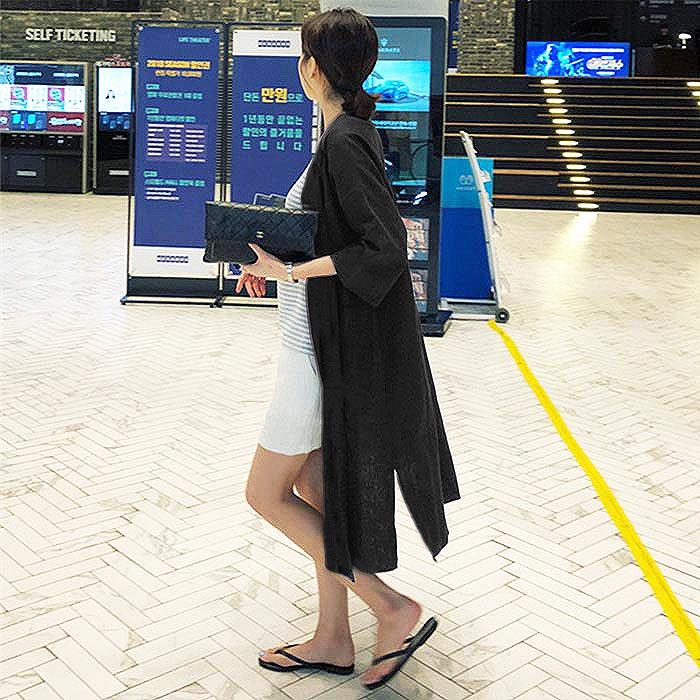 カーディガン 麻混 羽織り ノーカラージャケット アウター ロング丈 レディース [郵2]^v155^ | uricca | 13