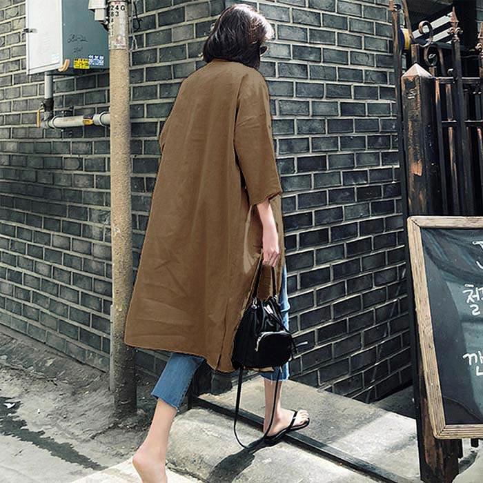 カーディガン 麻混 羽織り ノーカラージャケット アウター ロング丈 レディース [郵2]^v155^ | uricca | 04