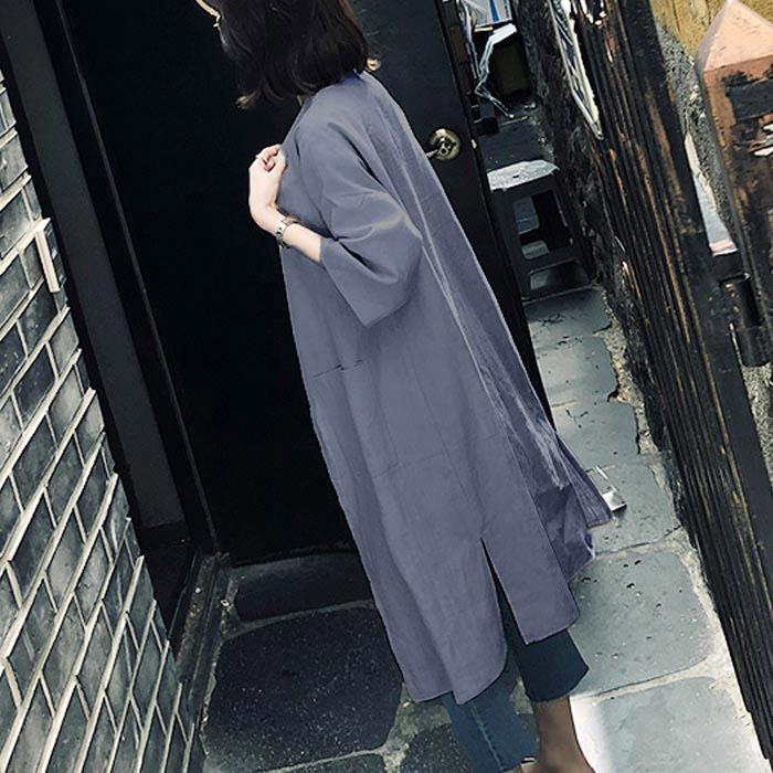 カーディガン 麻混 羽織り ノーカラージャケット アウター ロング丈 レディース [郵2]^v155^ | uricca | 08