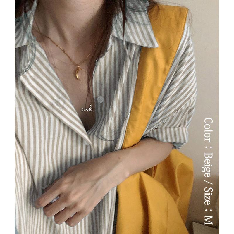 シャツワンピ ワンピース レディース シャツ 半袖 ストライプ ロング 羽織り 白 黒 2WAY カーディガン アウター [郵1.5]^v170^ | uricca | 13