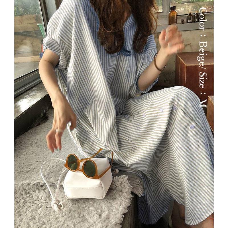 シャツワンピ ワンピース レディース シャツ 半袖 ストライプ ロング 羽織り 白 黒 2WAY カーディガン アウター [郵1.5]^v170^ | uricca | 14