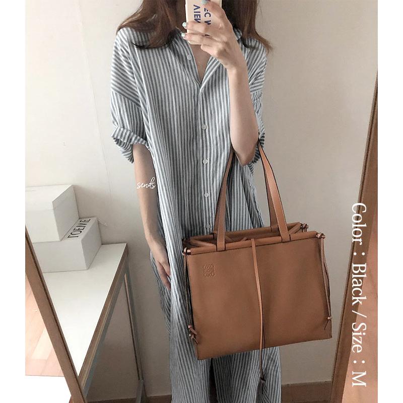 シャツワンピ ワンピース レディース シャツ 半袖 ストライプ ロング 羽織り 白 黒 2WAY カーディガン アウター [郵1.5]^v170^ | uricca | 16