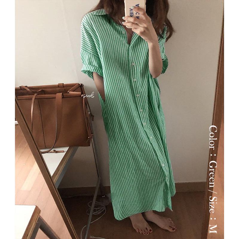 シャツワンピ ワンピース レディース シャツ 半袖 ストライプ ロング 羽織り 白 黒 2WAY カーディガン アウター [郵1.5]^v170^ | uricca | 20