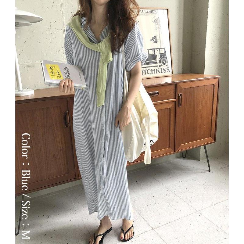 シャツワンピ ワンピース レディース シャツ 半袖 ストライプ ロング 羽織り 白 黒 2WAY カーディガン アウター [郵1.5]^v170^ | uricca | 07