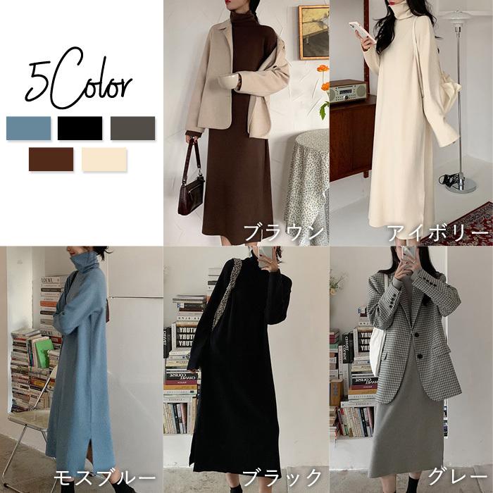 ニットワンピース ワンピース ニット ロング ミモレ丈 膝丈 タートルネック スリット ワンピ レディース W647 W647 Uricca ウリッカ By Raspberry 通販 Yahoo ショッピング