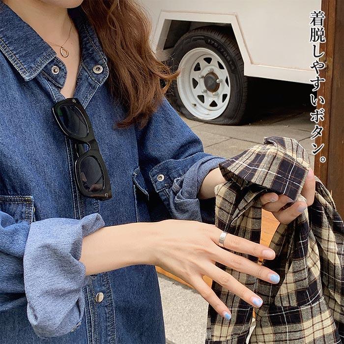 アウター デニム コート シャツ デニムコート デニムシャツ レディース ロングシャツ ワンピース 羽織 前開き 秋 (送料無料)^w692^ | uricca | 05