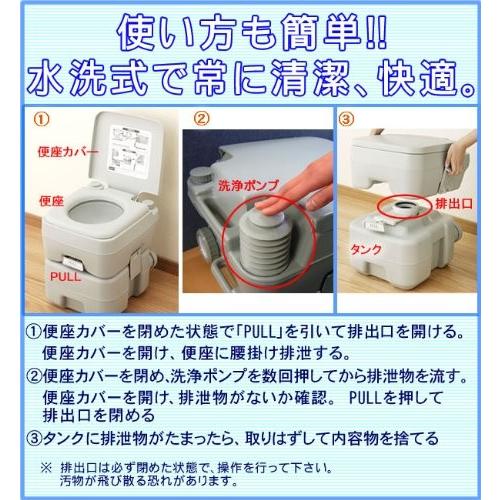 ポータブル水洗トイレ 20L 仮設トイレ 水洗トイレ 簡易 設置型 工事 