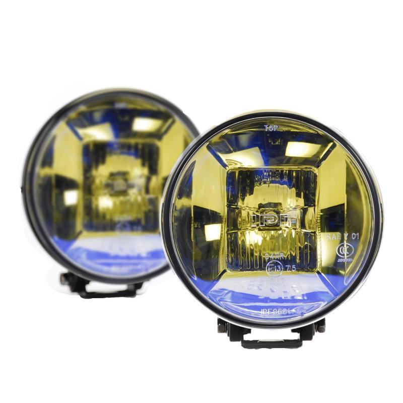 IPF フォグランプ ハロゲン H3 丸形 直径166mm イエロー 12V用 2個セット ハイブリット配光(ドライビング&スポット) ゴールドレンズ | 