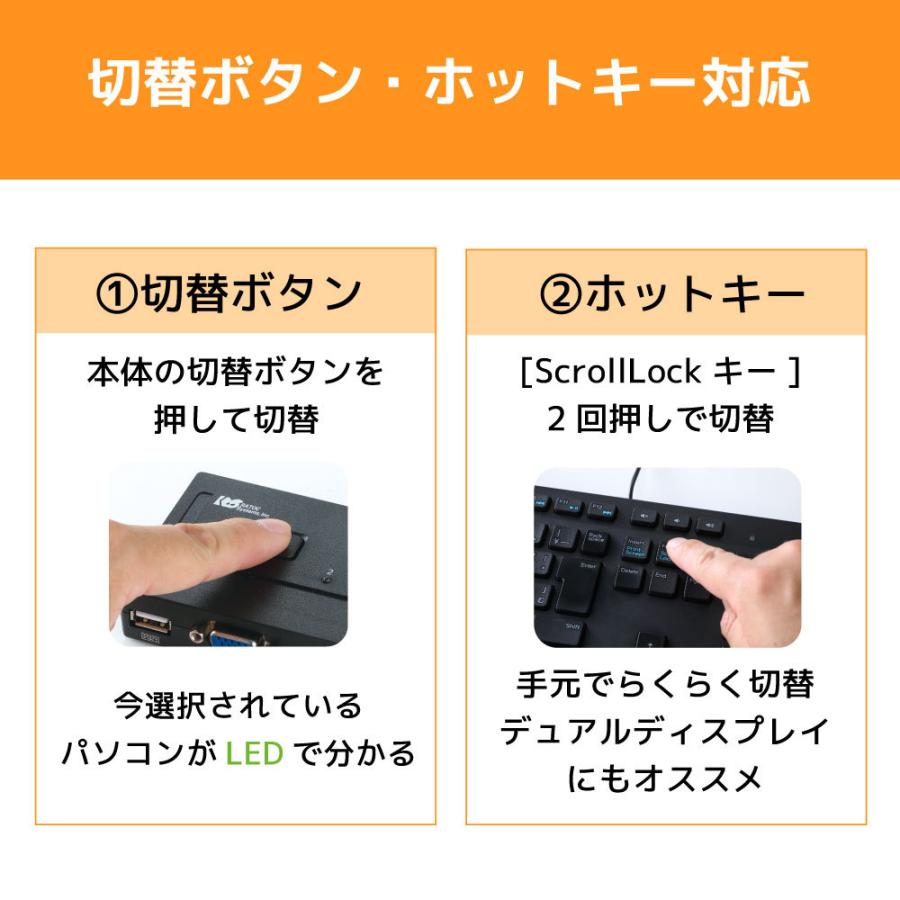 USB接続モデル (PC2台用) RS-230UA パソコン自動切替器 KVMスイッチ CPU切替器 KVM USB |  | 06