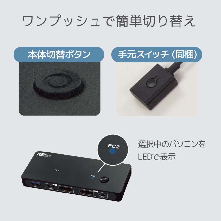 8K30Hz対応 DisplayPortパソコン切替器 RS-260DP-8KA 8K CPU切替器 PC