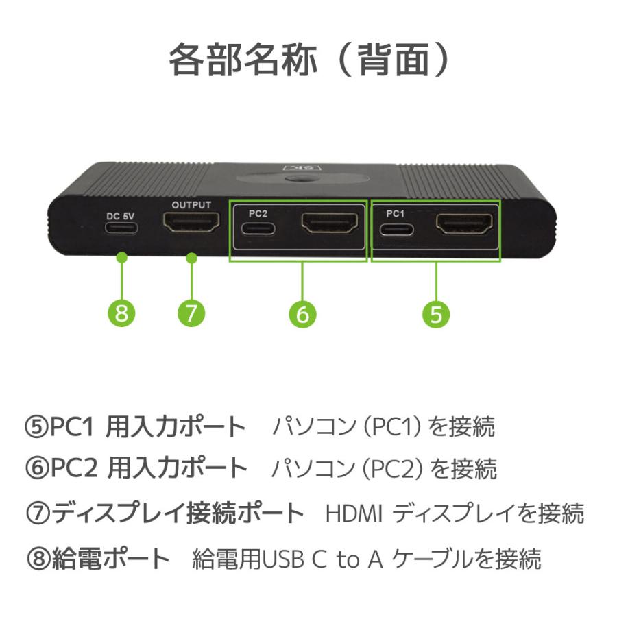 8K 60Hz / 4K 144Hz 対応 HDMI パソコン 切替器 2台 RS-270UH-8K