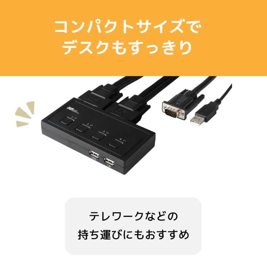 USB接続モデル (PC4台用) RS-430UA パソコン自動切替器 KVMスイッチ