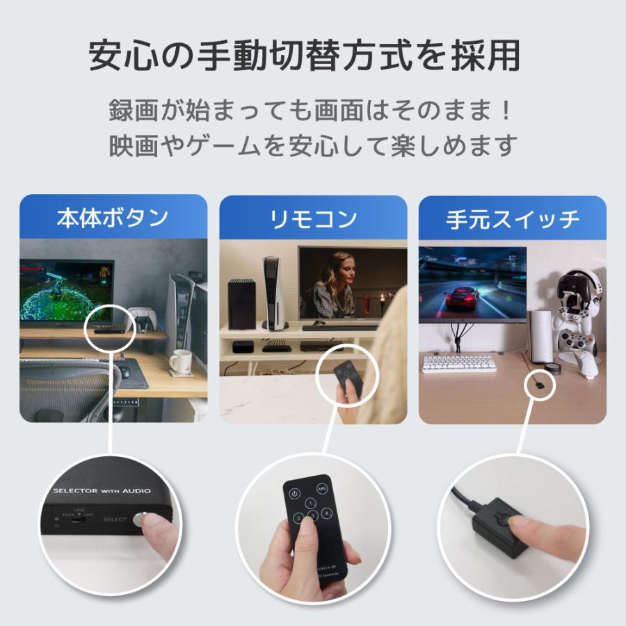 8K 60Hz / 4K 120Hz 対応 外部音声出力付 4入力1出力 HDMI セレクター RS-HDSW41A-8K 音声 分離 5.1ch 光 デジタル アナログ フルHD PS5 ドルビーアトモス | RATOC Systems | 09