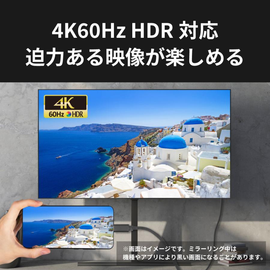 USB Type-C to HDMI 変換ケーブル（PD対応・2m）RS-UCHD4K60-2M  iPhone17 対応 ケーブル Type-C 4K60Hz HDR USB-C |  | 03