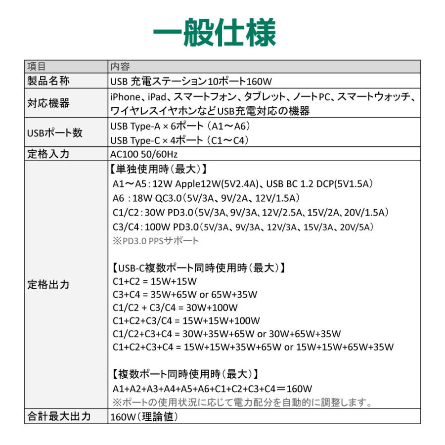 USB 充電 ステーション 10ポート160W RS-USBCS10-160A 急速充電 USB 充電器 コンセント iPad iPhone スマホ タブレット まとめ |  | 11