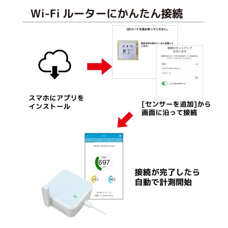 Wi-Fi CO2センサー RS-WFCO2A CO2センサー CO2濃度センサー CO2濃度 二酸化炭素 センサー 計測 測定 CO2 スマホ 通知 |  | 07