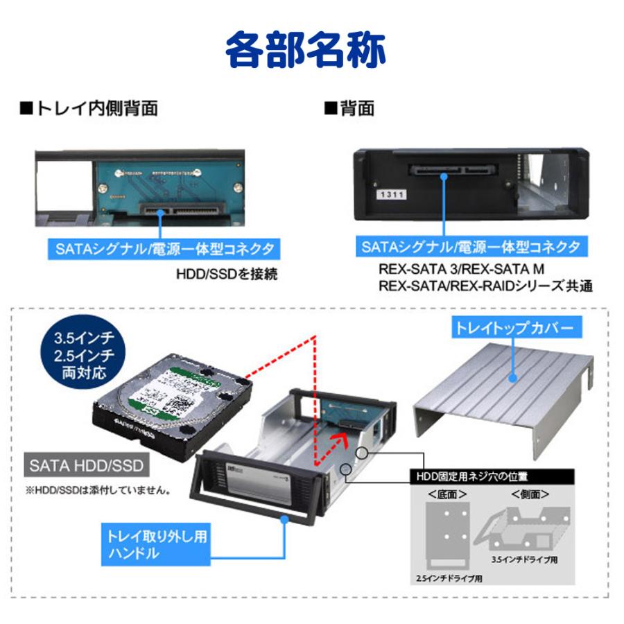2/25 P2倍＆最大2000円OFF REX-SATA3シリーズ用交換トレイ (ブラック) SA3-TR1-BKZA HDD ケース 3.5 USB3.0 HDDケース 3.5インチ 2.5インチ USB｜ratoc｜03