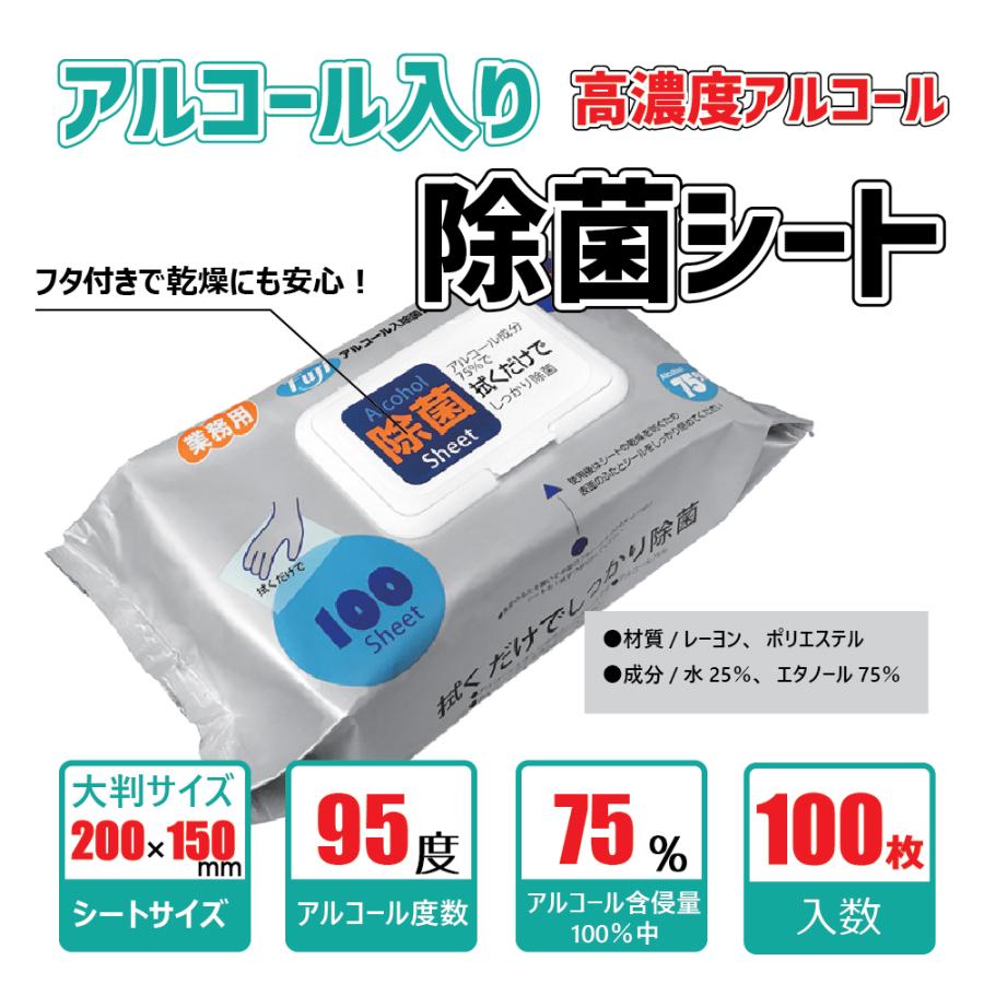 除菌シート 100枚入×12個 アルコール75％ フジ 大判 厚手 : らっとらっ