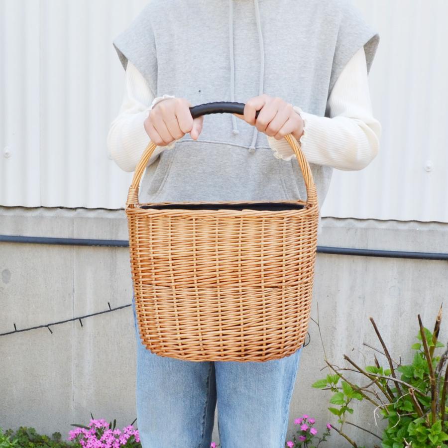 ウィロー 布付 かごバッグ トール ハンドルカバー付 柳 : ラタンハウス 