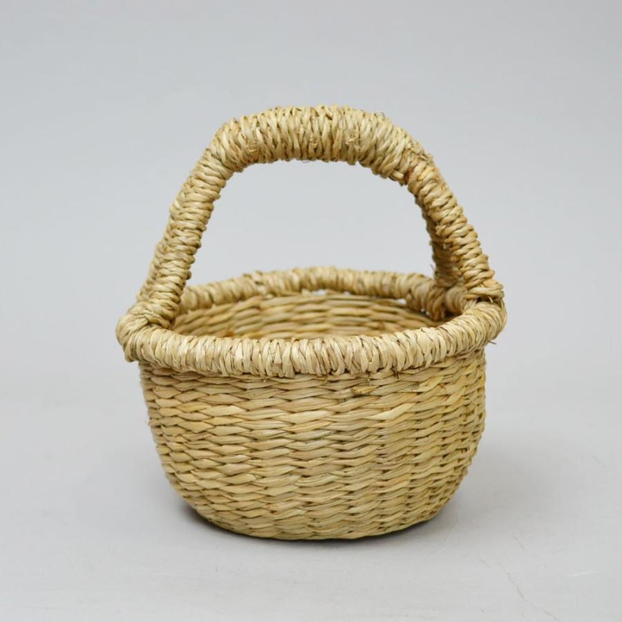 シーグラス 小さなかご 1本手 ミニ バスケット かご : ラタンハウス