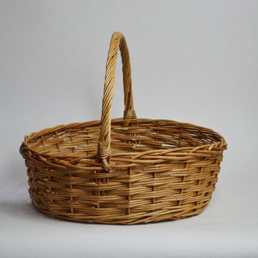 大きなかご 1本手 サークル Lサイズ ウィロー バスケット : ラタン