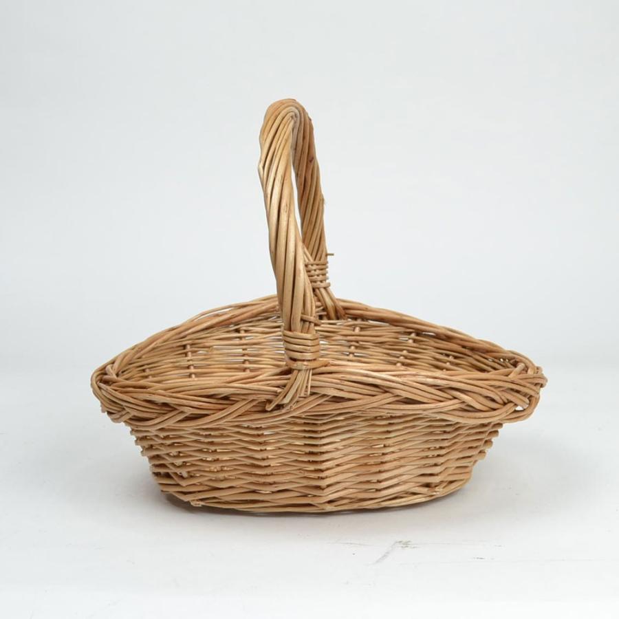 ウィッカーバスケット オーバル型 持ち手付 柳 かご 楕円 : ラタン