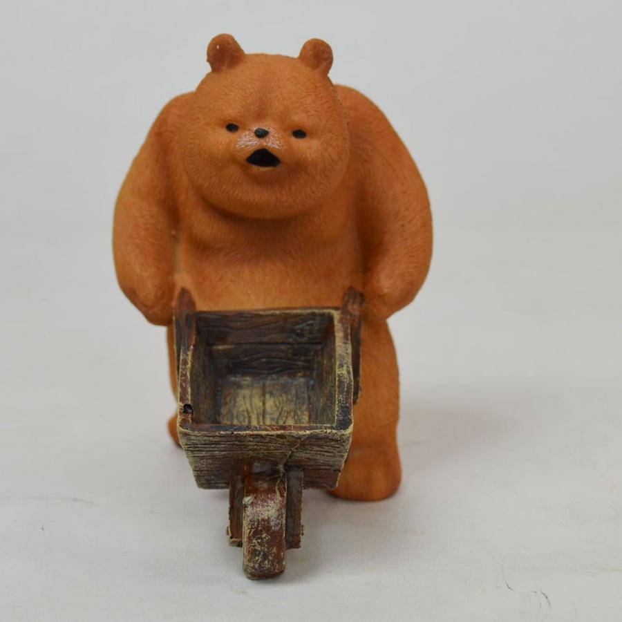 ダッドベア カート レジン ガーデン オブジェ クマ 置物 : ラタン