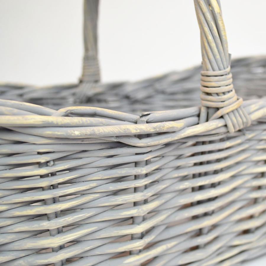 柳 楕円かご ライトグレー ウィローバスケット花籠 舟形