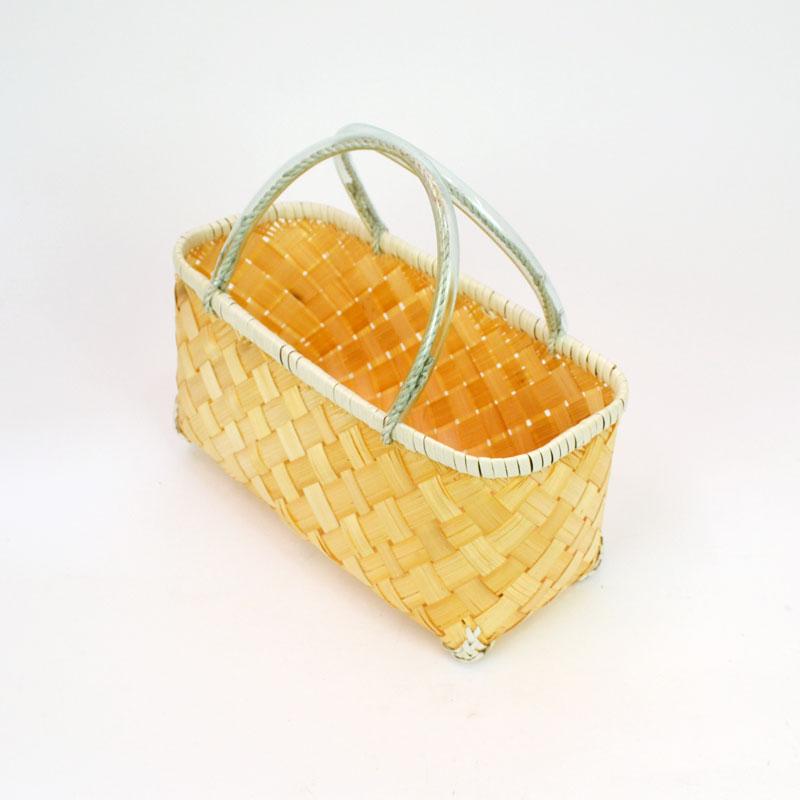 竹かごバッグ 横長S PP 買出し籠 バスケット エコバッグ : ラタン