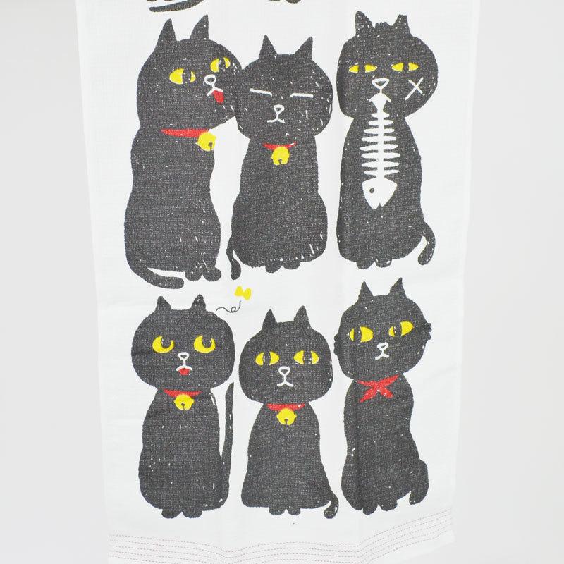 手ぬぐいタオル くろねこ 黒猫 おしゃれ 日本製 今治 綿 : ラタン