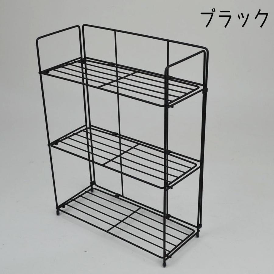 シンプル ワイヤー シェルフ 3段 折りたたみ式 棚 キッチン ラック